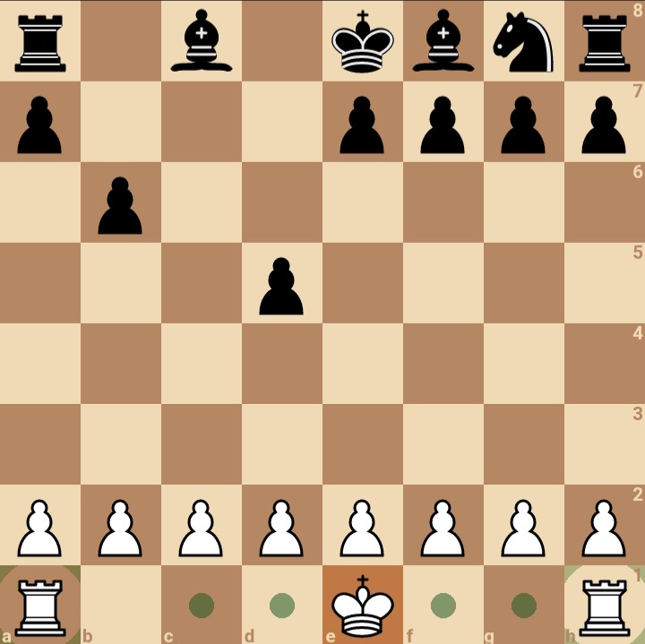 2D chessboard showing castling options